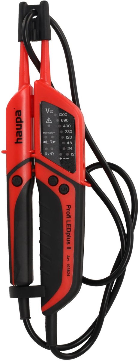 Haupa Spanningstester Profi LED Plus II - Veiligheid, gebruiksgemak en betrouwbaarheid - Tweepolige spanningstester - Optische LED-indicatie - Robuuste behuizing, gebruiksvriendelijke eenhandsbediening - Vingercontactvrije meting