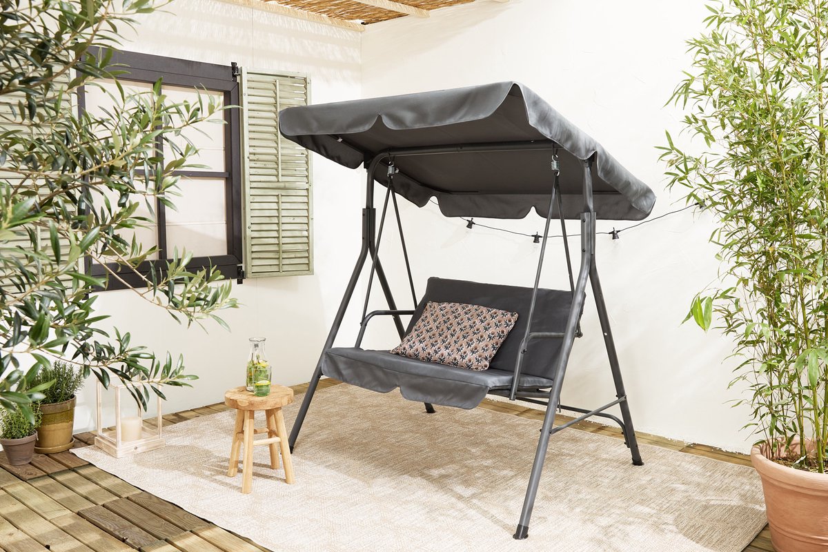 Lifa Garden Schommelbank - 2 personen - Antraciet - 140x110x153cm (LxBxH) - Max belastbaar 220kg