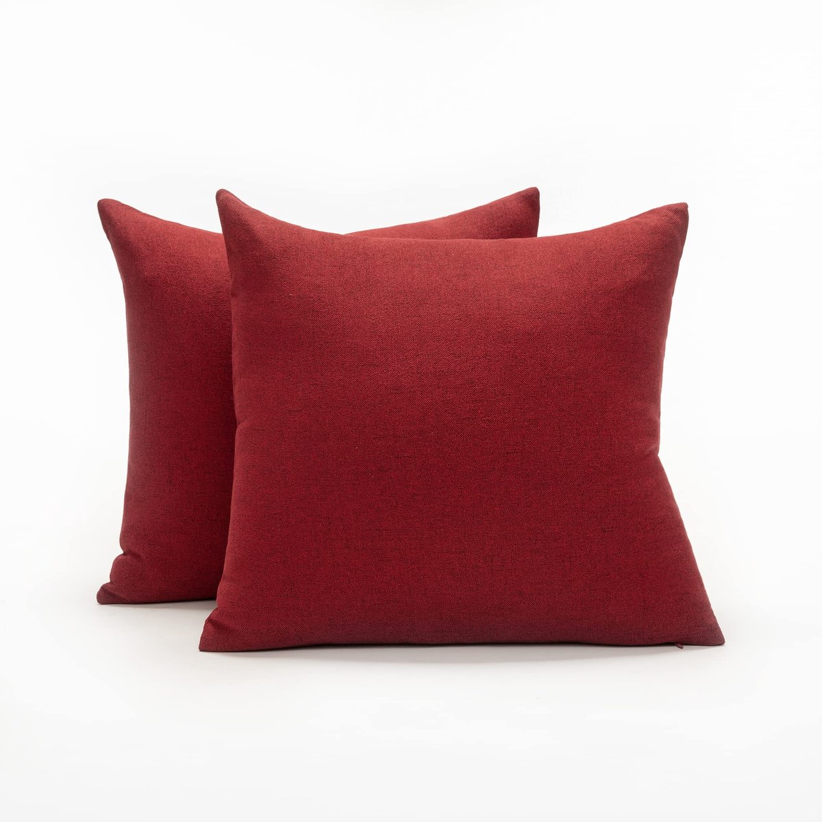 Ibenzoa Kussenhoezen met Linnen Uiterlijk en Verborgen Ritssluiting, 45x45 cm, Rood, Set van 2 Stuks