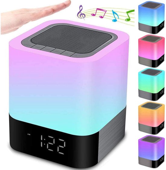 EXCITAT Nachtlampje - Wake up Light - Luidsprekers boxen - Bluetooth luidspreker - Wekker - Draagbare - Dimbaar - Aanraakkleurverandering — afbeelding 2