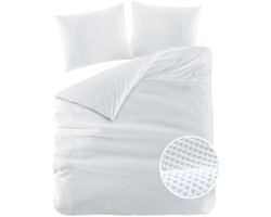 Papillon Dekbedovertrek Mendoza Wafel Wit Tweepersoons 200x200/220 cm - Hoogwaardige Percale Katoen Super Zacht