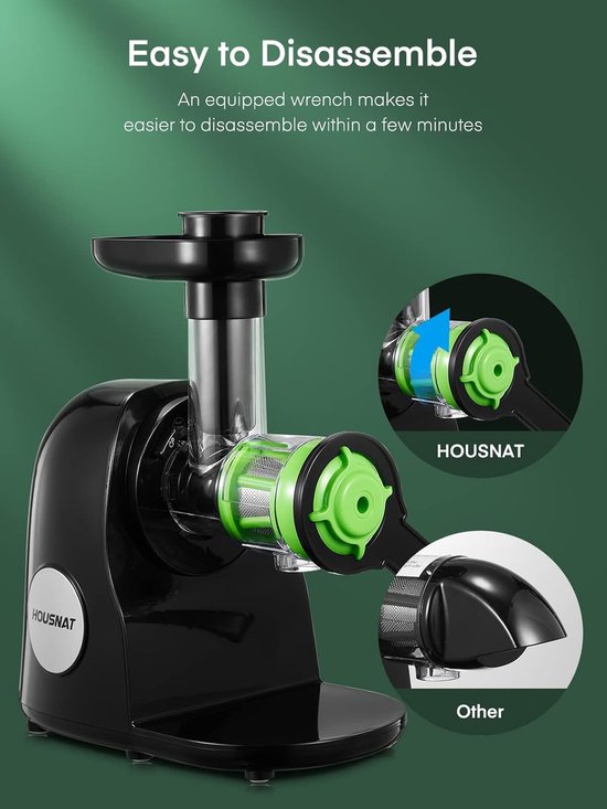 RFWR® Slowjuicer voor Groenten en Fruit met Stil Motor en Omkeerfunctie van RFWR — afbeelding 5