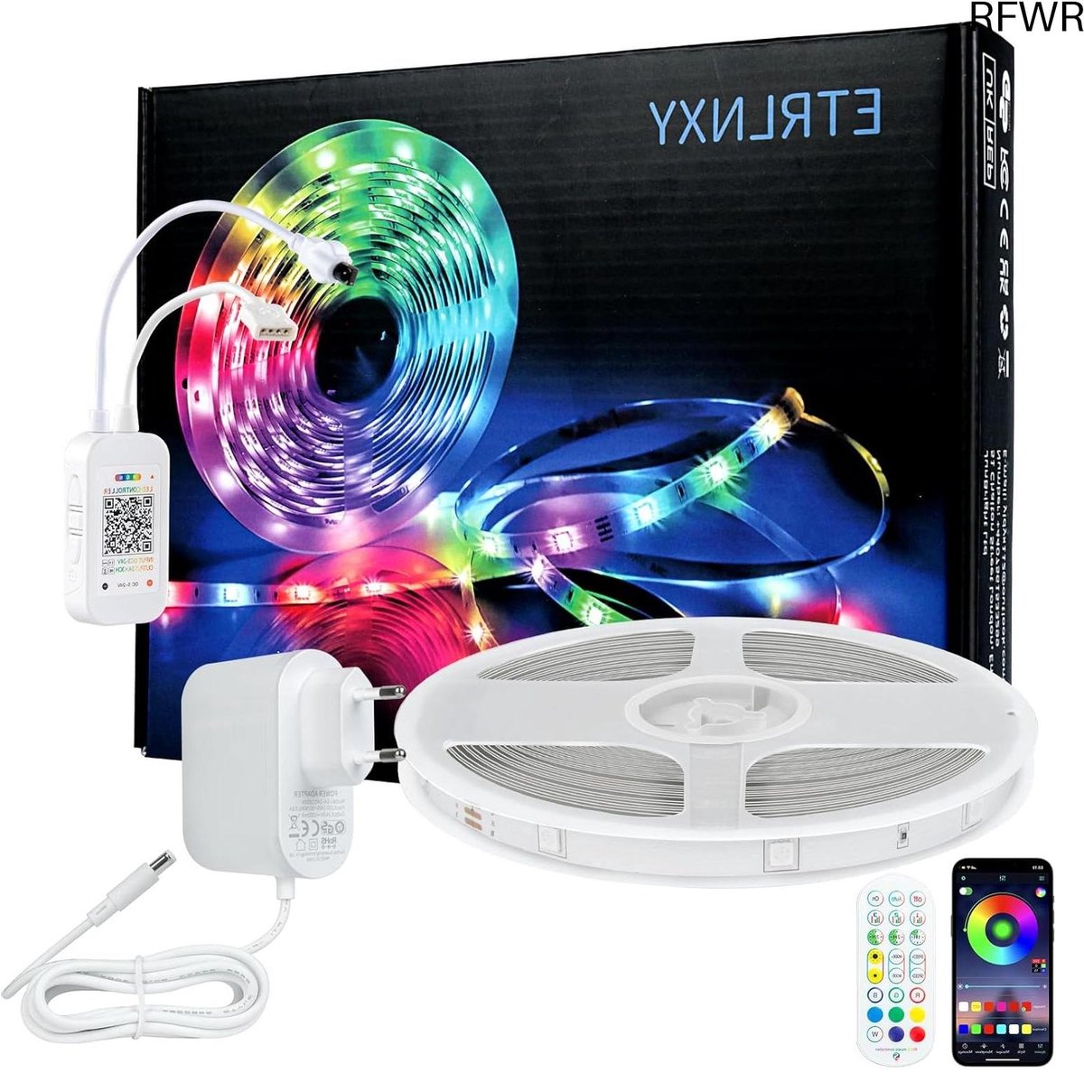 RFWR® Ultralange LED Strip van 20m - RGB Verlichting met Muzieksynchronisatie en Afstandsbediening voor Diverse Toepassingen