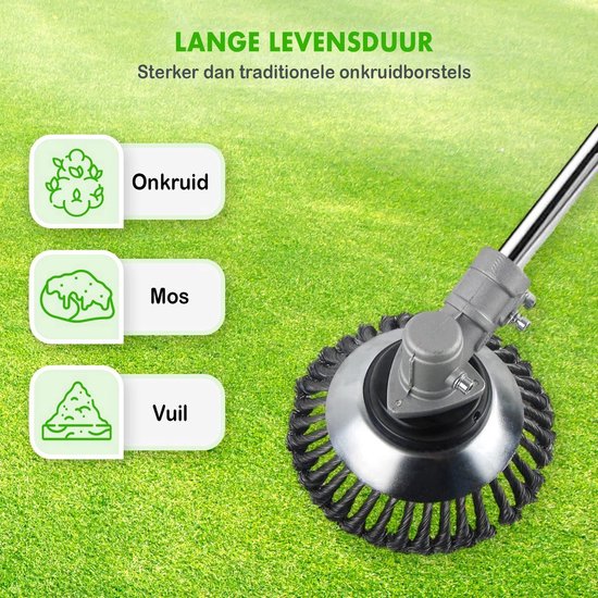 Onkruidborstel voor Bosmaaier - Grastrimmer - grasschaar - Kantenmaaier - grastrimmer elektrisch - Onkruidkrabber - Voegenborstel - Incl Adapterset - Vernieuwde Versie 450gr - Ø15.5cm - Max 10.000 toerental p/m van Merkloos	 — afbeelding 5