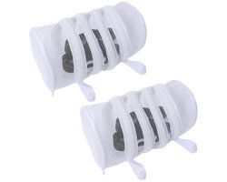 2 stuks schoenwaszakken - Alleen voor de wasmachine - Netstof schoenwaszak - Ophangbaar met rits - Geschikt voor het wassen van delicate kleding - Geschikt voor sportschoenen, ondergoed, sokken - Wit - 19 x 4 cm / 7,4 x 1,5 inch