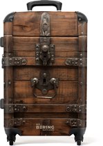 NoBoringSuitcases.com® - Koffer groot - Rolkoffer lichtgewicht - Vergrendelde houten kist met metalen banden - Reiskoffer met 4 wielen - Grote trolley XL - 20 kg bagage - Valiezen middelgroot - Hardcase bagagekoffer - Suitcase large