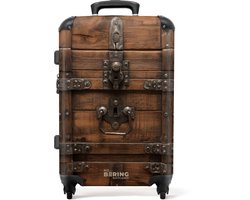 NoBoringSuitcases.com NoBoringSuitcases.com® - Koffer groot - Rolkoffer lichtgewicht - Vergrendelde houten kist met metalen banden - Reiskoffer met 4 wielen - Suitcase large