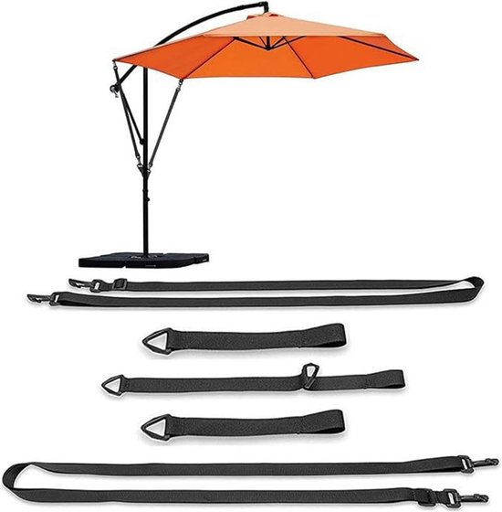 Set de 5 pare-vent pour parasol déporté - avec mousqueton - fixation universelle et réglable - résistant aux intempéries et au vent - pour terrasse, jardin ou plage, crochet en plastique - noir