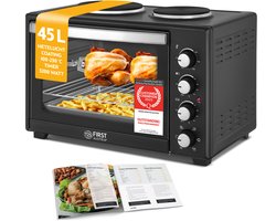 TZS First Austria Vrijstaande Oven - 45L - Premium-X-coating - Convectie mini oven met kookplaten, 3200W - max 230°C