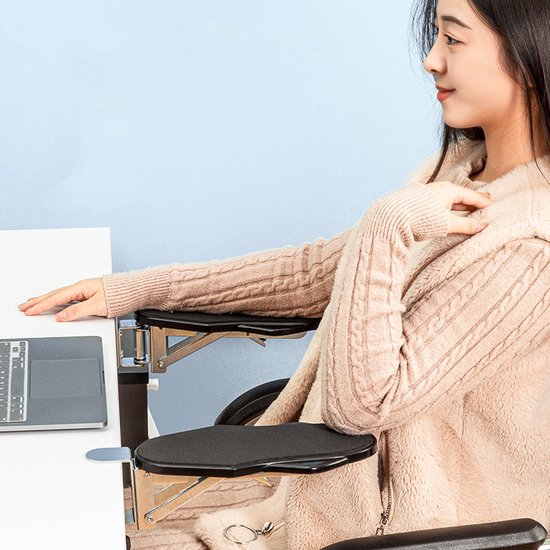 Repose Bras Ergonomique Bureau - Réglable 180° - Support Poignet/Main - Noir - Pour Chaise Ou Bureau
