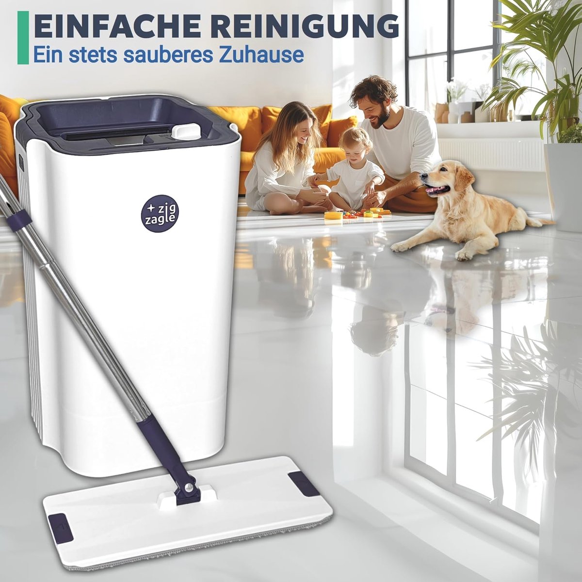 MKSS® Dwijl en Emmer Set - Dweilsysteem - Dweilen & Vloerwissers - Wit