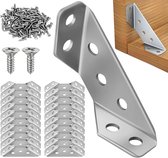 Allecto Plus - 20 pièces de supports en acier inoxydable avec vis - connecteurs d'angle pour meubles - chaises de table en bois - coins métalliques