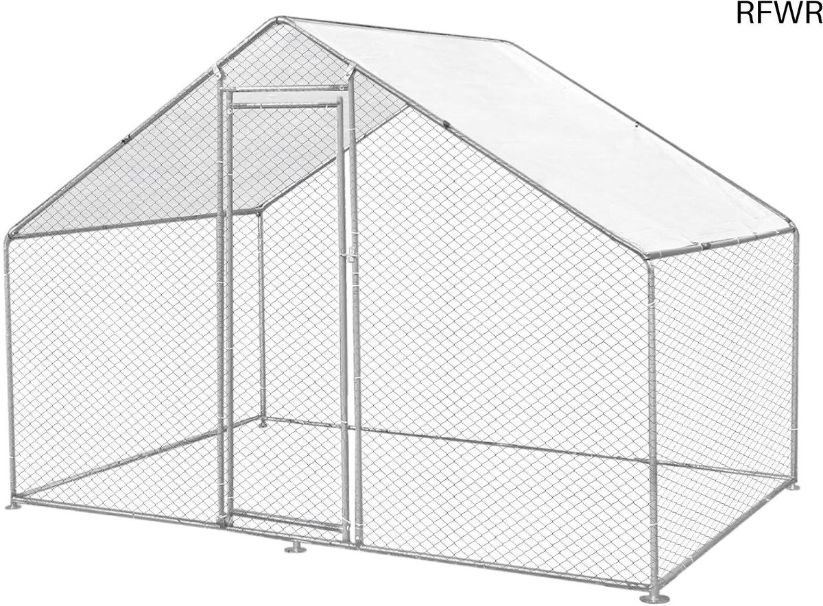 RFWR® Vrijstaande kippenren 4m x 2m x 2m met Gratis Dakbescherming en Voerschep