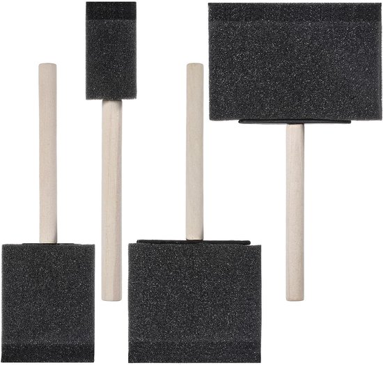 50 stuks Spons Borstels Houten Handvat,Schuimen Verf Kwasten Spons Schilderen Borstels Sponzenkwastenset Art Craft Schilderen voor Volwassenen en Kinderen