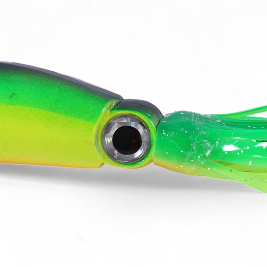 S&D - Kunstaas Inktvis - 2 stuks - 16.6g 10cm - Roofvissen - Groen - Rammelaar - Dubbele dreg van S&D — afbeelding 3