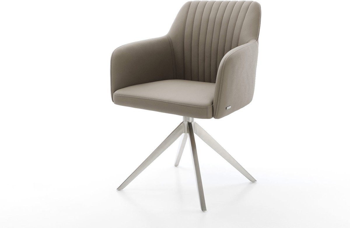 DELIFE Eetkamerstoel Greg-Flex kruisframe breed roestvrij staal echt leer mud 360° draaibaar rocker-functie pocketveer kern Bruin