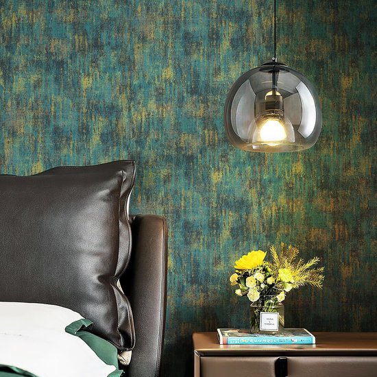 Vliesbehang zelfklevend beton - industrieel donkerblauw/goud - 1 stuk