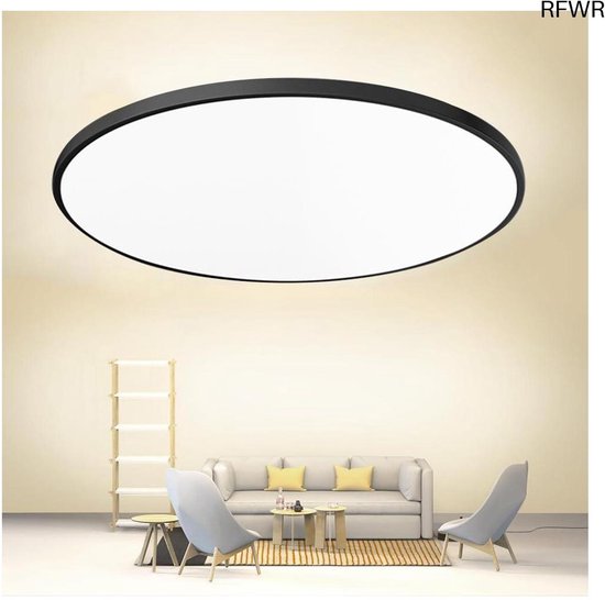 LED Plafondlamp - Badkamerlamp - Trion Asmaya - Opbouw Rond 35W - Spatwaterdicht IP44 - Dimbaar - Warm Wit 3000K - Mat Zwart - Aluminium | BES LED