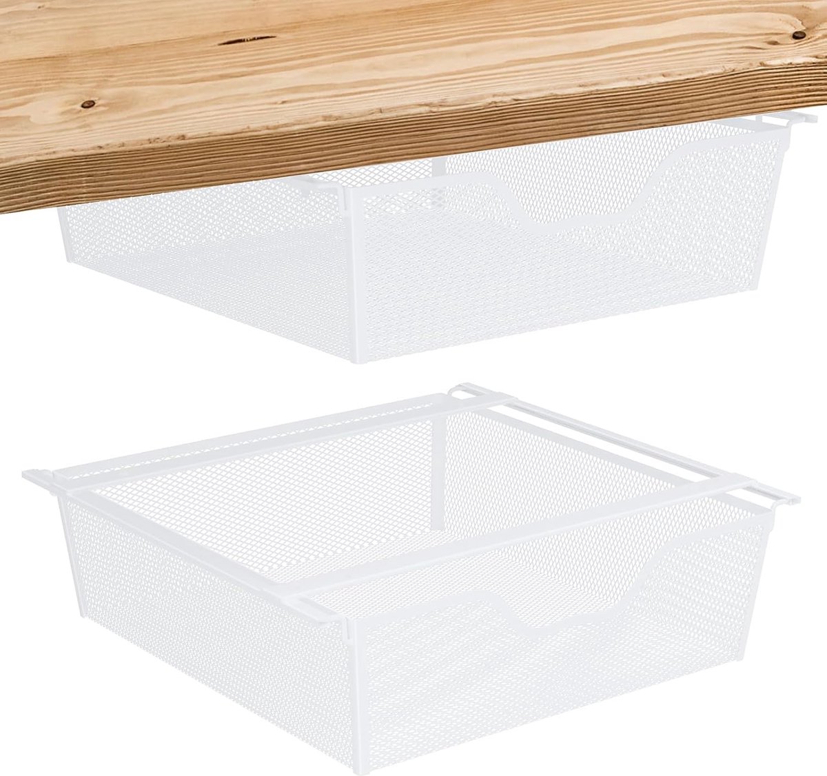 Opbergmanden voor Onder Plank - Ruimtebesparend - 2 stuks - Wit