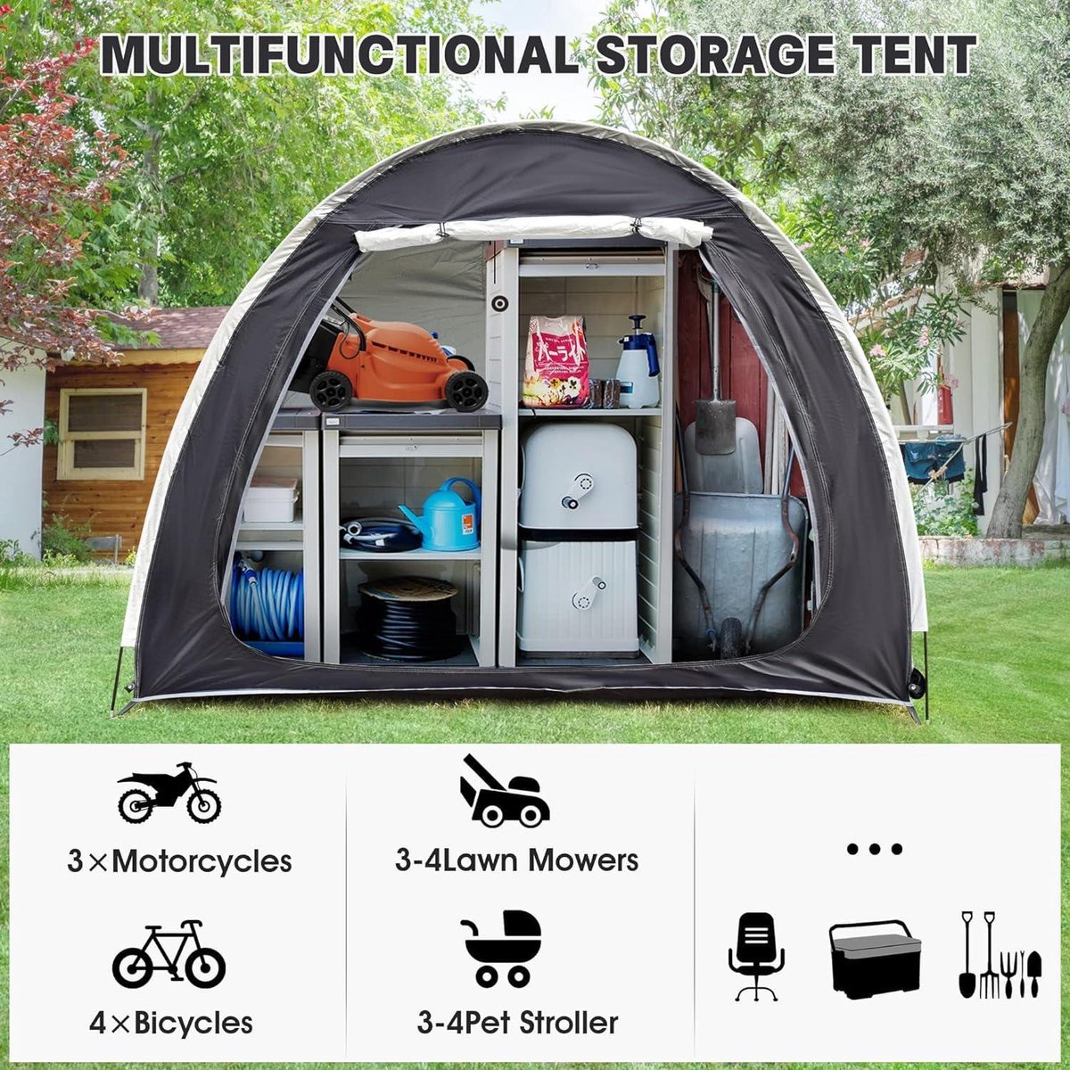 Allecto Plus - Garagetent voor 3-4 fietsen, waterdicht en UV-bestendig, 210 x 150 x 165 cm, draagbare fietsgarage