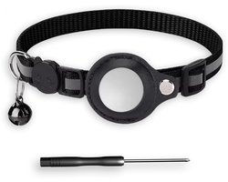 BTH Halsband Kat - Kattenhalsband Zwart 18–32 cm - Geschikt Voor Apple Airtag - Kattenbandje - Veiligheidssluiting