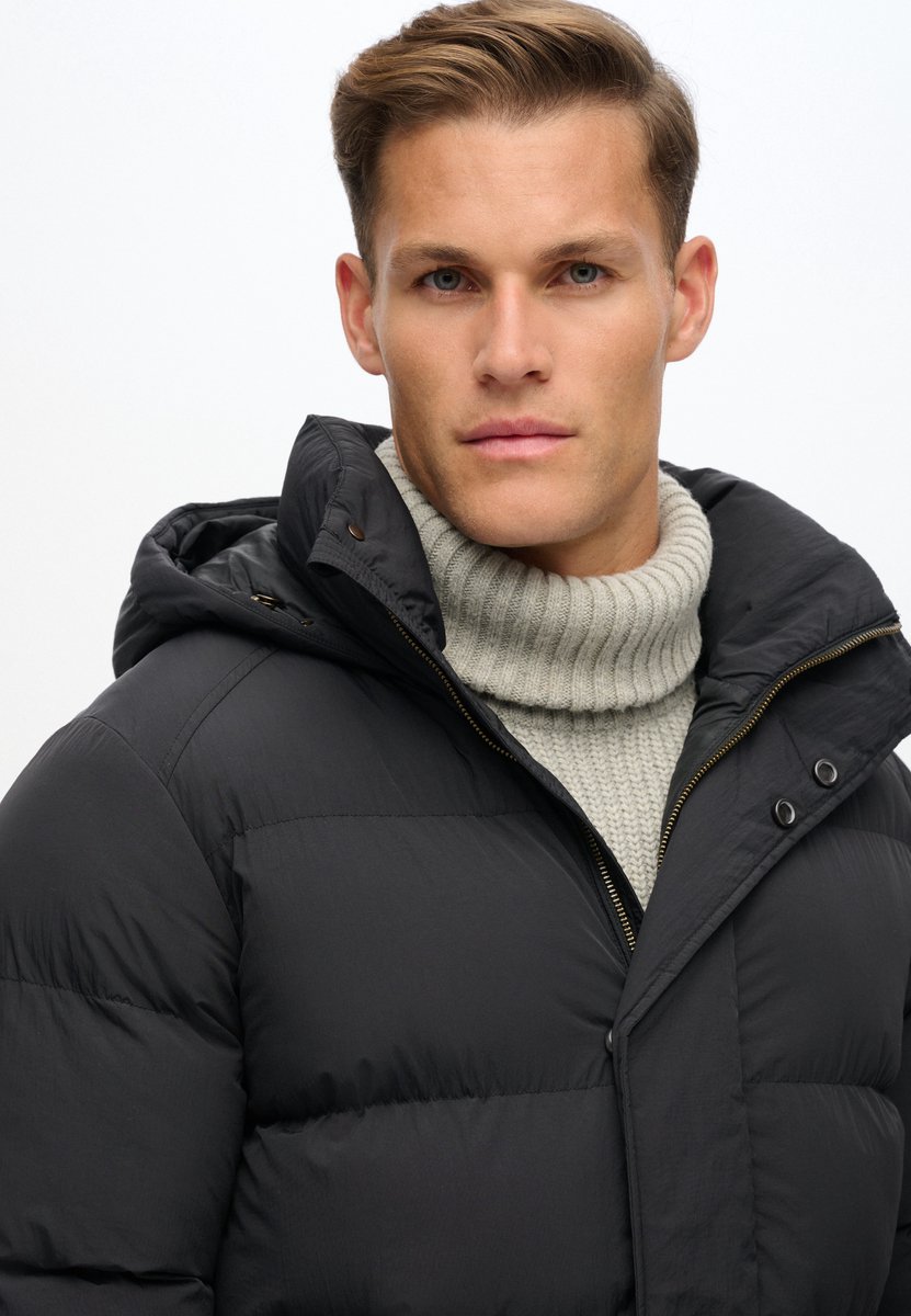 Superdry Hooded Longline Puffer Winterjas Heren Zwart