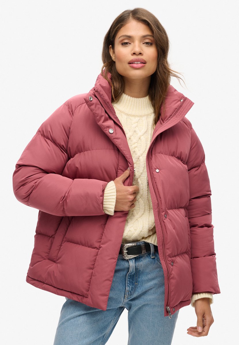 Superdry Halflange pufferjas Dames Gewatteerde jassen Roan Rouge Burgundy