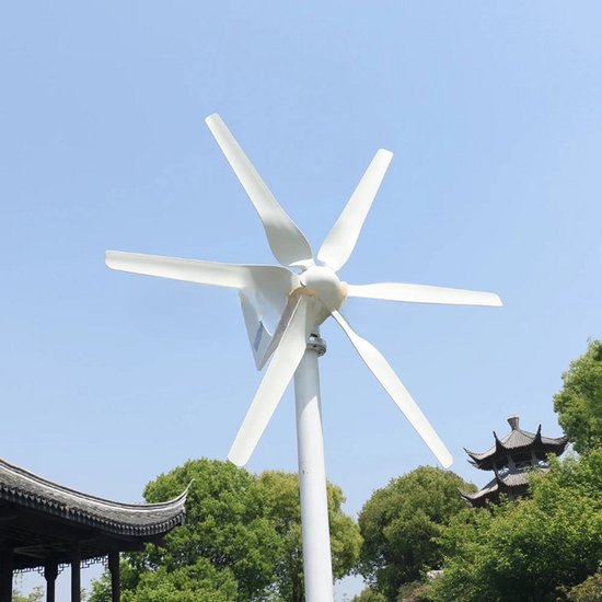 Foto: Windturbine windmolen windturbine generator windenergie horizontale as 3000w 12v met vrije controle 6 messen stille en effici nte energieoplossing voor thuisgebruik