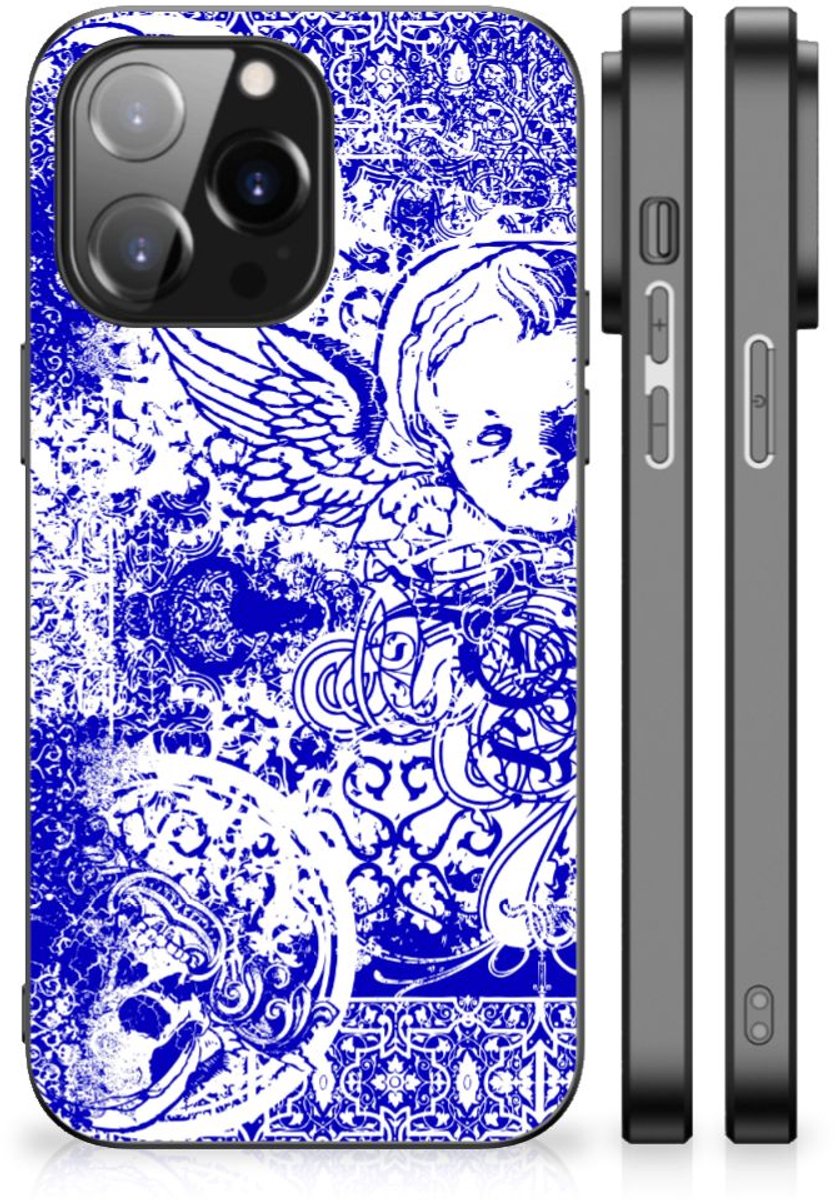 Telefoonhoesje iPhone 14 Pro Max Angel Skull Blauw