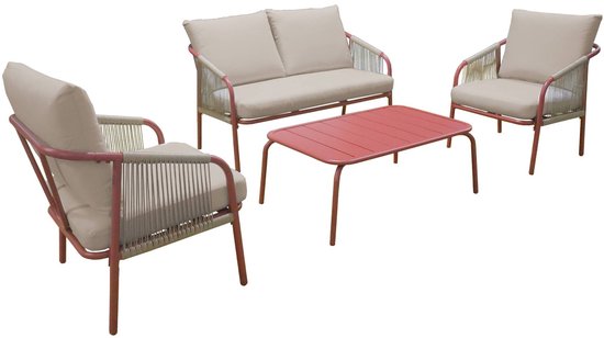 sweeek - Loungeset fiora van staal, 4 personen