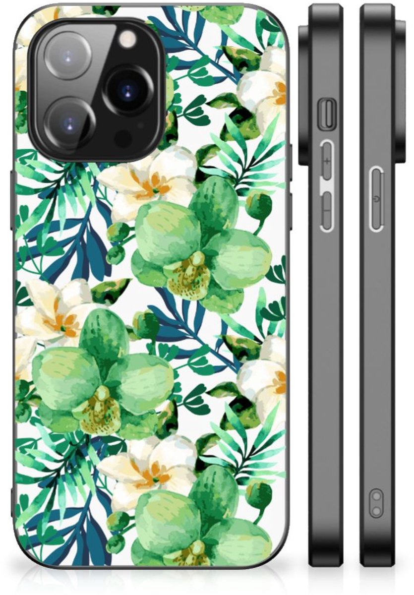iPhone 14 Pro Max Bloemen Hoesje Orchidee Groen