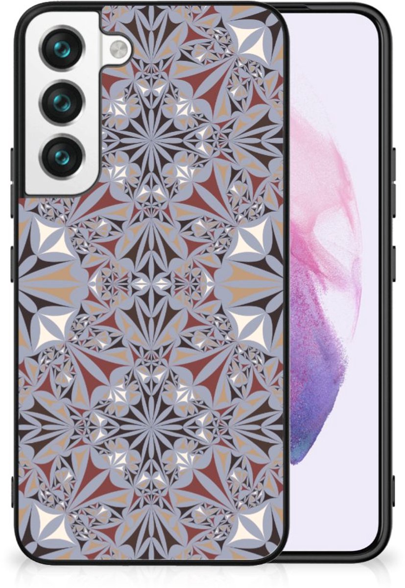 Samsung Galaxy S22 Marmeren Print Telefoonhoesje Flower Tiles