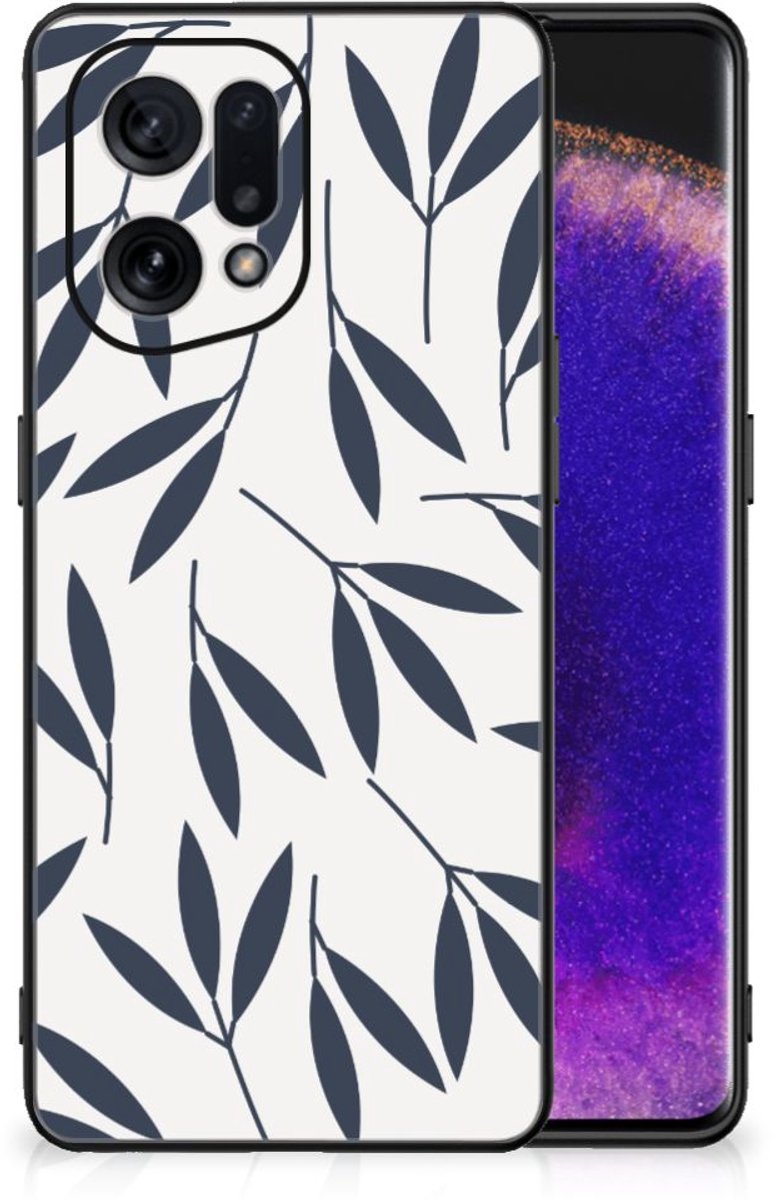 OPPO Find X5 Bloemen Hoesje Leaves Blue