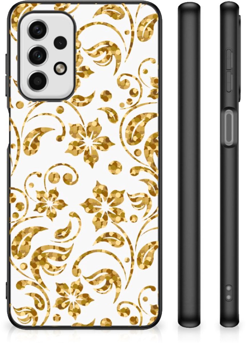 Samsung Galaxy A23 Bloemen Hoesje Gouden Bloemen