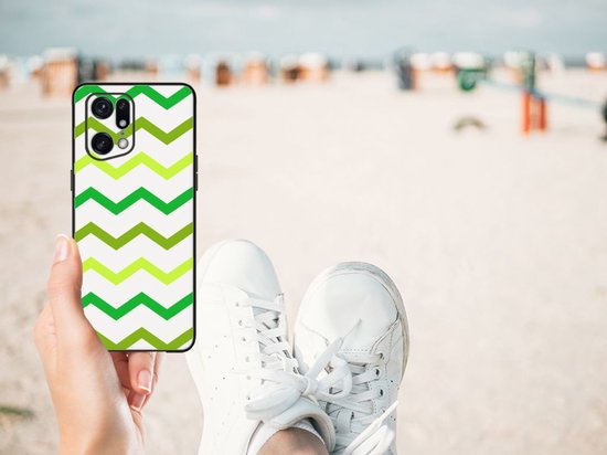 OPPO Find X5 Pro Back Case Zigzag Groen
