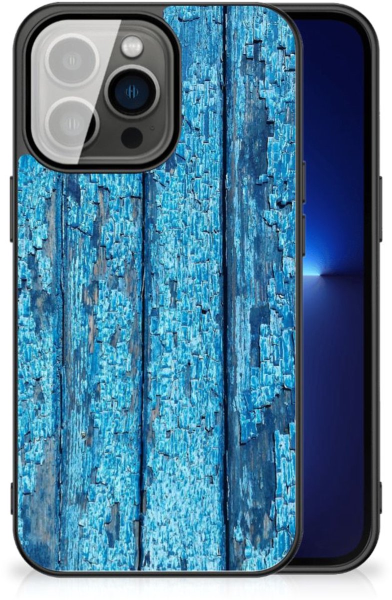 iPhone 13 Pro Houten Print Telefoonhoesje Wood Blue