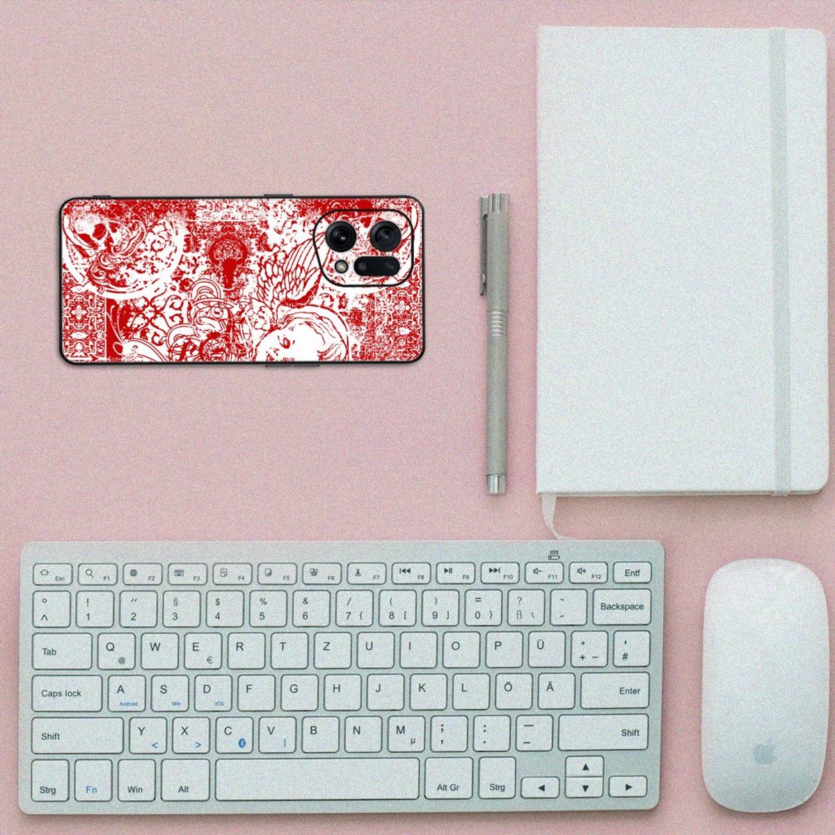 Telefoonhoesje OPPO Find X5 Angel Skull Rood