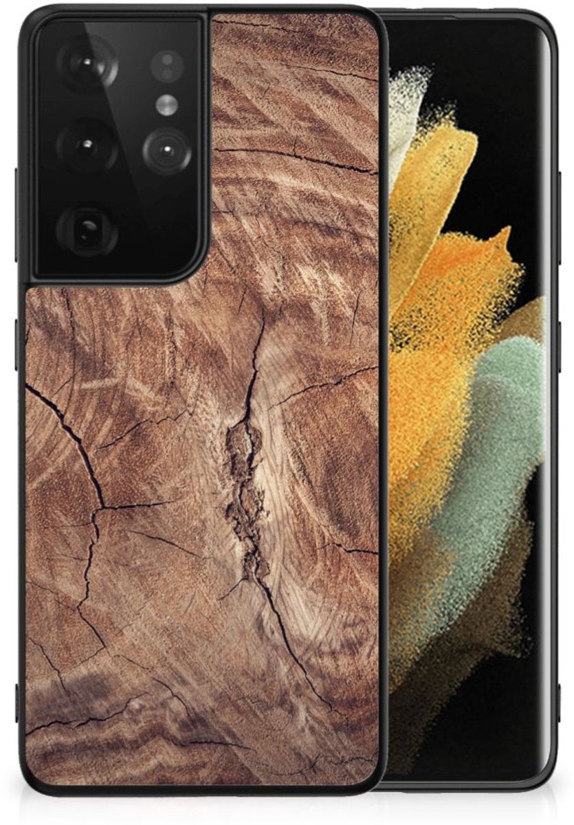 Back Cover voor Samsung Galaxy S21 Ultra Houten Print Telefoonhoesje Tree Trunk