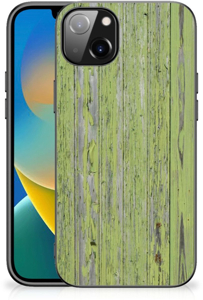 iPhone 14 Plus Houten Print Telefoonhoesje Green Wood
