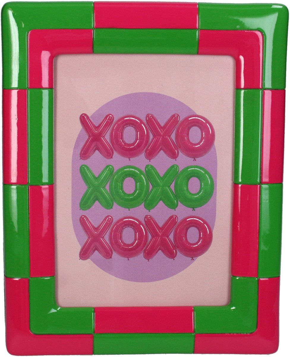 Kersten Fotolijstje Geblokt 13 x 18 cm - Groen/Roze