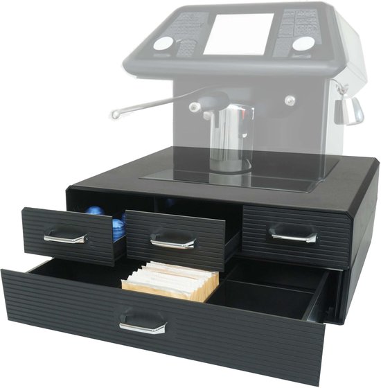 Boîte à tiroirs pour capsules de café/sachets de thé MCW-L99, boîte de rangement avec 4 tiroirs boîte 13x34x31cm