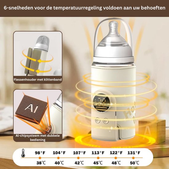 Flessenwarmer Onderweg - Drinkbeker Baby - Draadloos - Beige — afbeelding 3