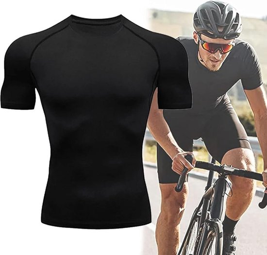 Compressieshirts voor Heren - Cool Dry Korte Mouwen Sport-T-shirts - Atletisch Trainingshirt (L) — afbeelding 4