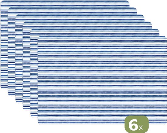 Napperons - 6 pièces - 45x30 cm - Set de table en plastique - Français - Citroen - Rayures - Blauw - Dessous de Assiettes - Décoration de table - Accessoires de décoration de table de Cuisine - Dessous de verre en Vinyl - Décoration de table