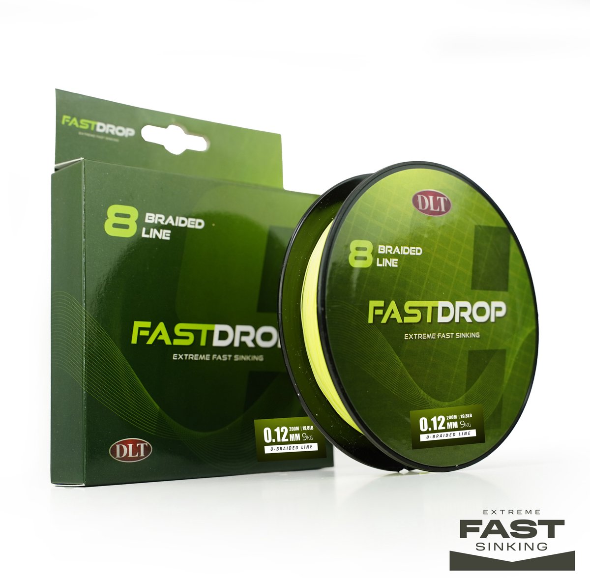 DLT FastDrop 8-Braid - Sinking - 200m - 0.16mm - Yellow - 11kg - Gevlochten Vislijn