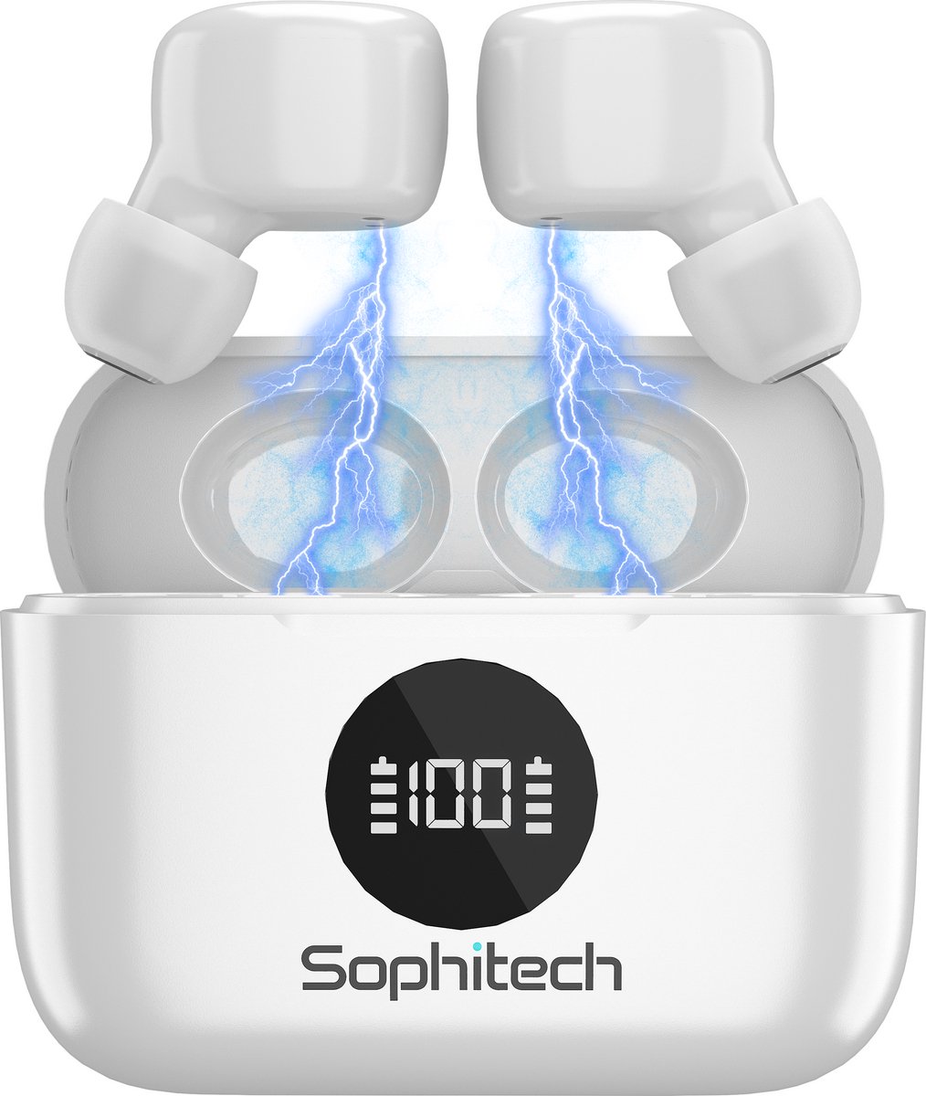 SophiBuds Draadloze Oordopjes Bluetooth – Oortjes draadloos – Oordopjes draadloos – Draadloze oortjes bluetooth – Noise cancelling ENC – Universeel – BT 5.4 – Wit