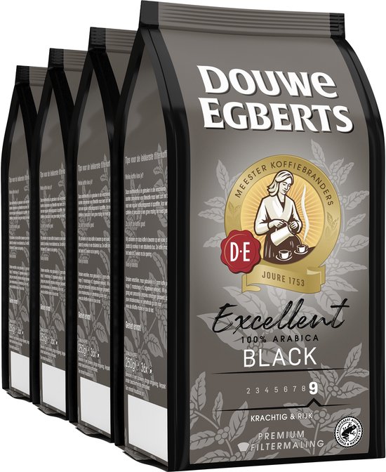 Douwe Egberts Excellent Black Filterkoffie - 4 x 250 gram