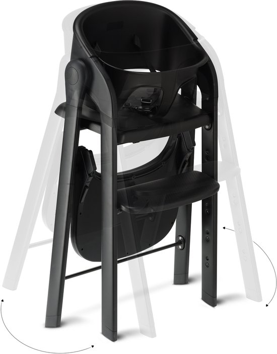 Chaise haute de Luxe Deryan avec transat - Chaise haute évolutive - Pliable - Zwart - Avec transat Nougat