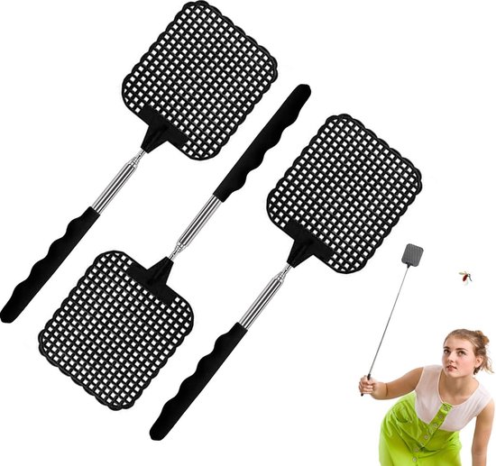 Lot de 3 tapettes à mouches télescopiques – Piège à mouches