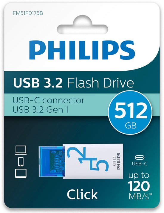 PHILIPS USB-C CLICK 512GB BLUE